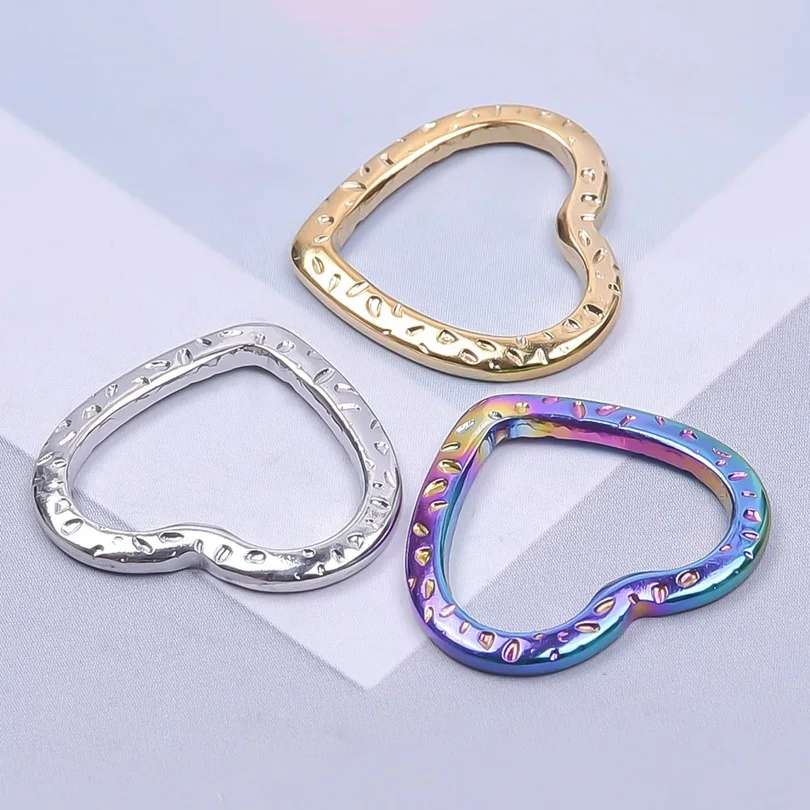 5 шт. DIY 316L Нержавеющая сталь 16x18 мм узор в горошек любовь цвет золото подвески для