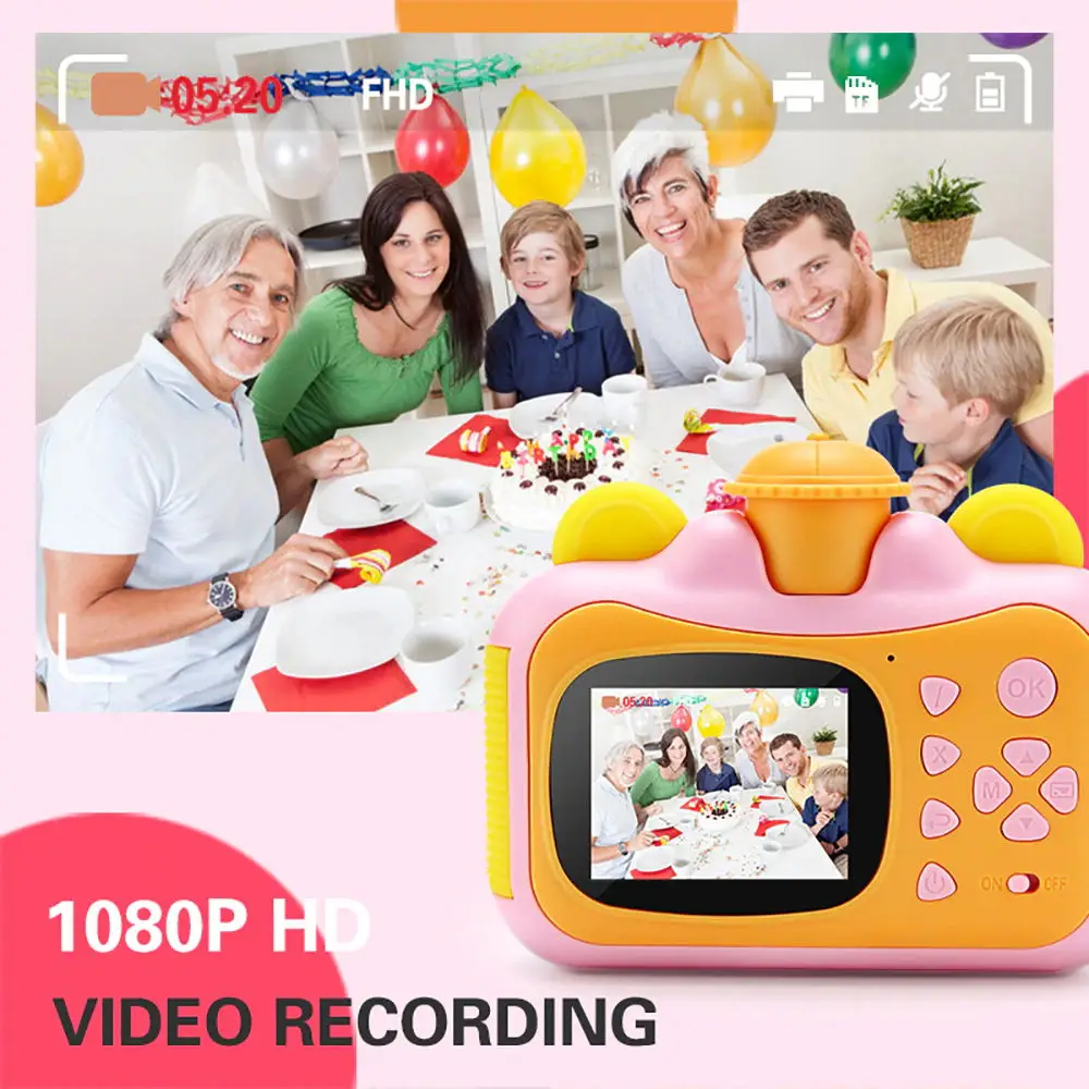 

Kids Camera Instant Print Camera for Children 1080P HD Video Photo Camera Toys with 32GB Card