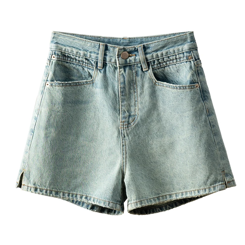 Summer 98% COTTON  Pantalones Cortos De Mujer  Jeans Shorts Women  HIGH WAIST Denim  High Street  Zipper Fly