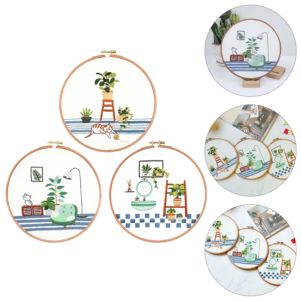

3 Sets DIY Embroidery Kit Gift Embroidery Craft Material for Beginner