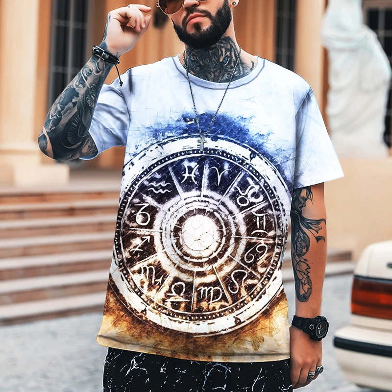 

Summer New Fashion Handsome Men's Compass 3DT Shirt Summer Hip-hop Style T-shirt Short-sleeved Fashion Street O-neck 6XL