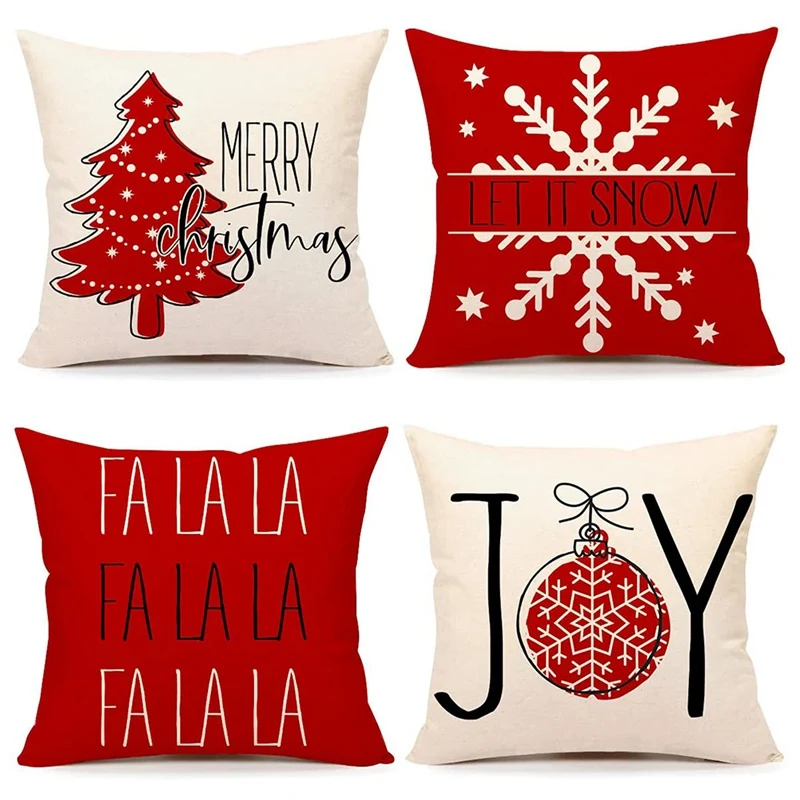 

Рождественские наволочки 18x18, набор из 4 предметов, рождественские украшения для дома и дивана