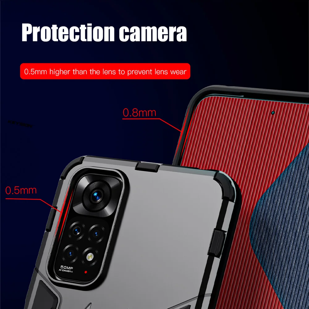 keysion shockproof armor case for redmi note 11 11s 11 pro 5g 11t global ring stand phone back cover for poco x4 nfc m4 pro 5g free global shipping