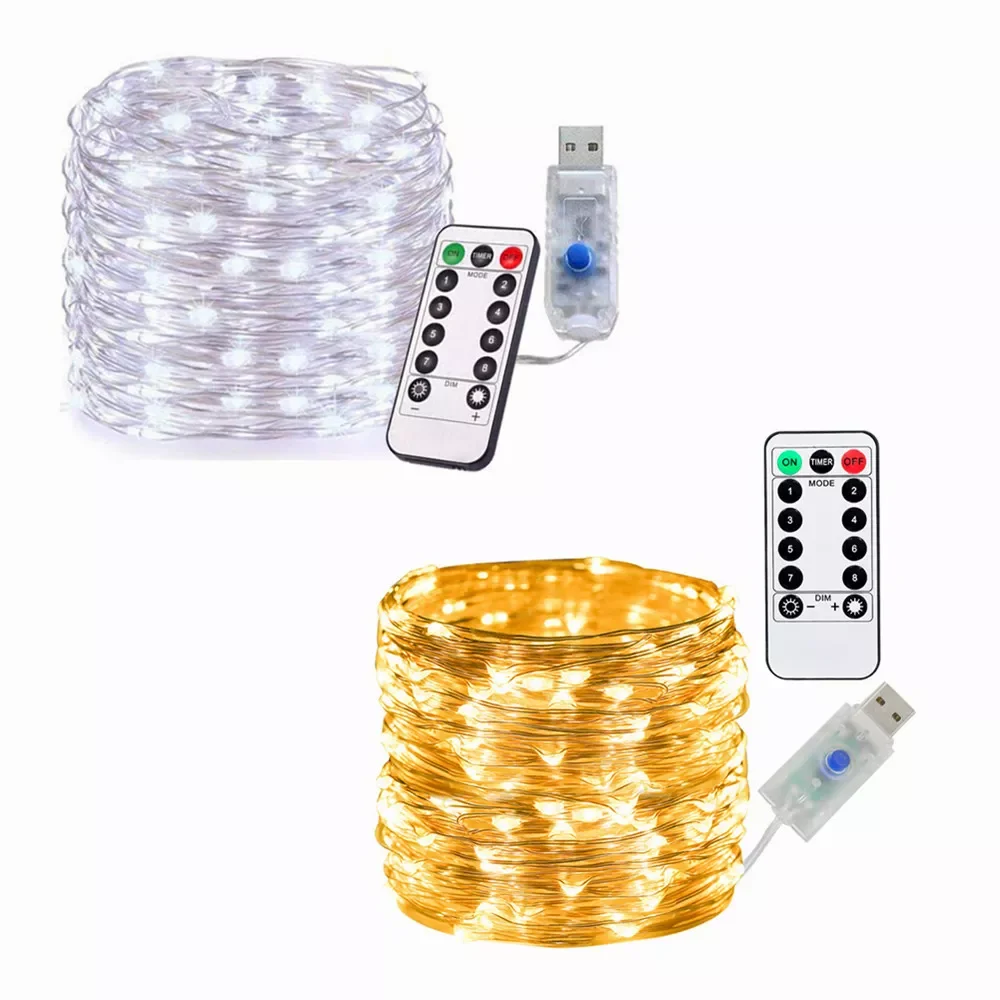 

Fairy Lights Garland String Lights Remote Control USB String Lights Timer Twinkle String Lights Christmas Decorations for Home.