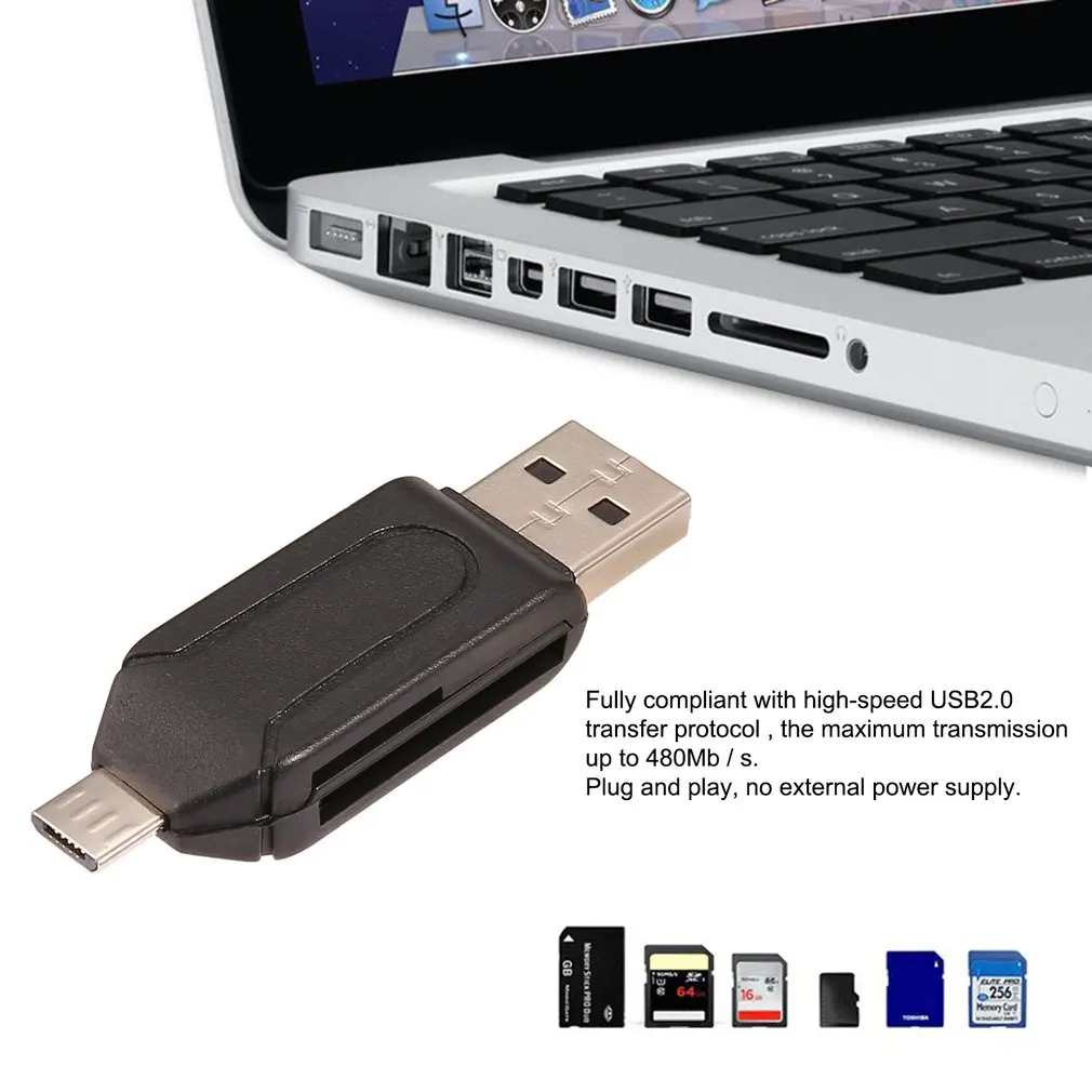

2022 Новый универсальный OTG кардридер Micro USB TF SD 2 в 1 для ПК и телефона флэш-память ABS 55x16x10 мм (Д x Ш x В)