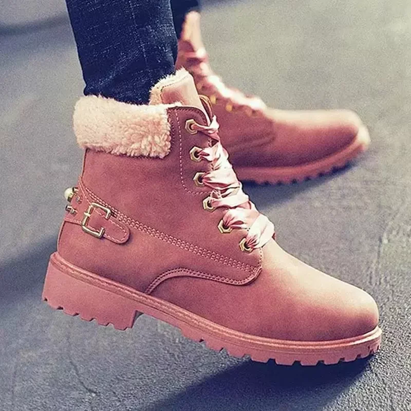 

NEW 2023 boots 2022 hot fashion lace-up snow boots women shoes female warm plus velvet winter ankle boots ladies shoes