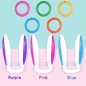 Inflatable Toys Easter Party Games Easter Bunny Rabbit Ears Hat & Ring Toss Easter Kids Ring Game Toy Funny Birthday Gift