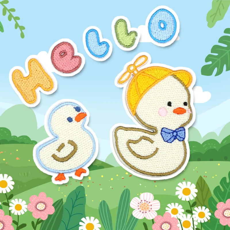 

Duck Embroidered Sticker Patches Letter Animal for Clothing Girl Boy Kids Gift Scrapbooking Animals Cartoon Self-adhesive Sewing