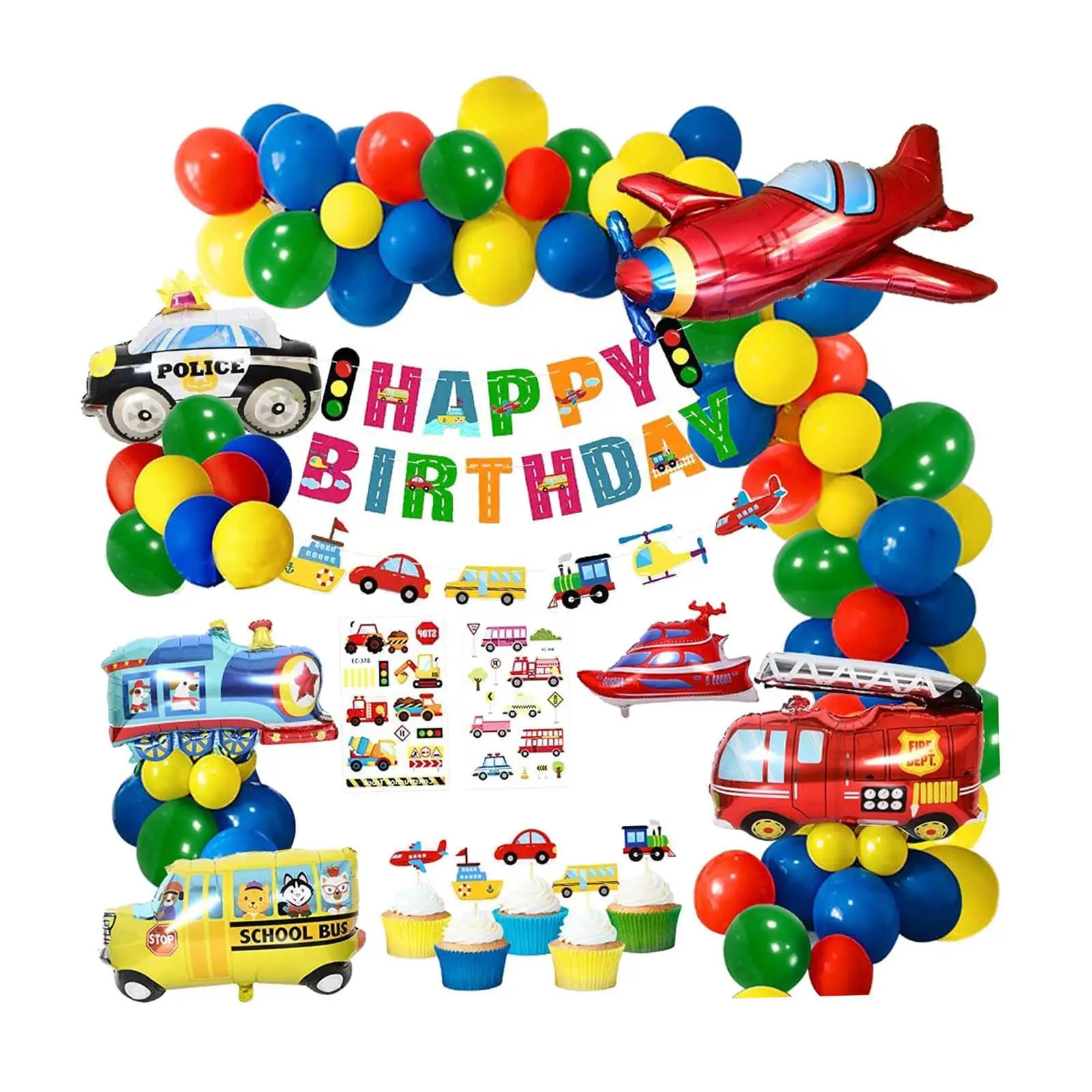 

Транспортировка украшения для дня рождения баннер гирлянда Торт Топперы грузовик автомобиль самолет воздушные шары для свадьбы мальчиков Baby Shower дети