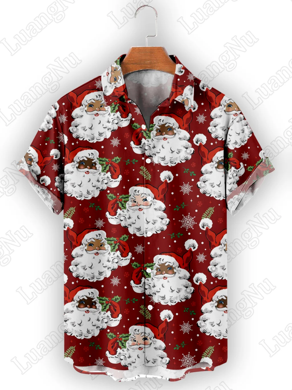 

Блузка Мужская/женская летняя большого размера на пуговицах с Санта-Клаусом