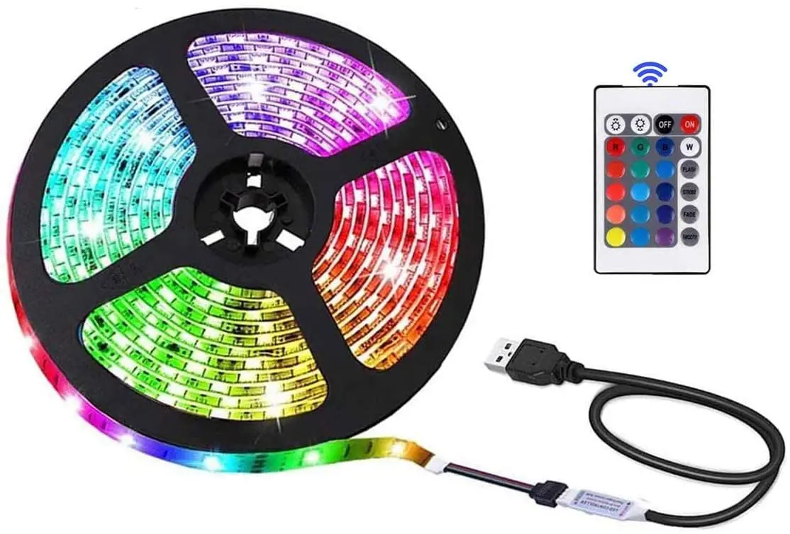 

USB LED Strip Lights with Remote Control and 5050 RGB,6.56FT/2M, Flexible Color,USB 5V Power Supply ,DIY.