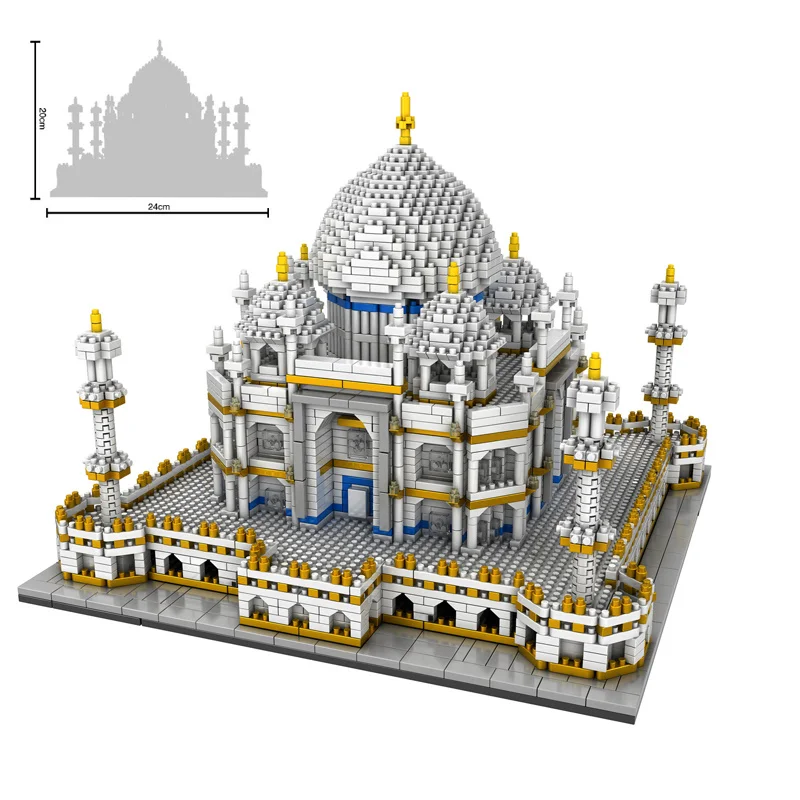 

3950pcs Mini Bricks Taj Mahal World Famous Architecture With Led Micro Model India Building Blocks Creative Sets City Kids Toys