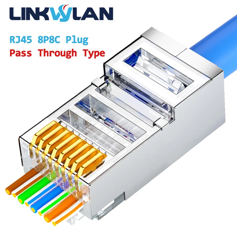 Linkwylan CAT7 Cat6 Cat5e проходят через RJ45 Модульные штепсельные сетевые разъемы UTP STP 1 1/1 3/1