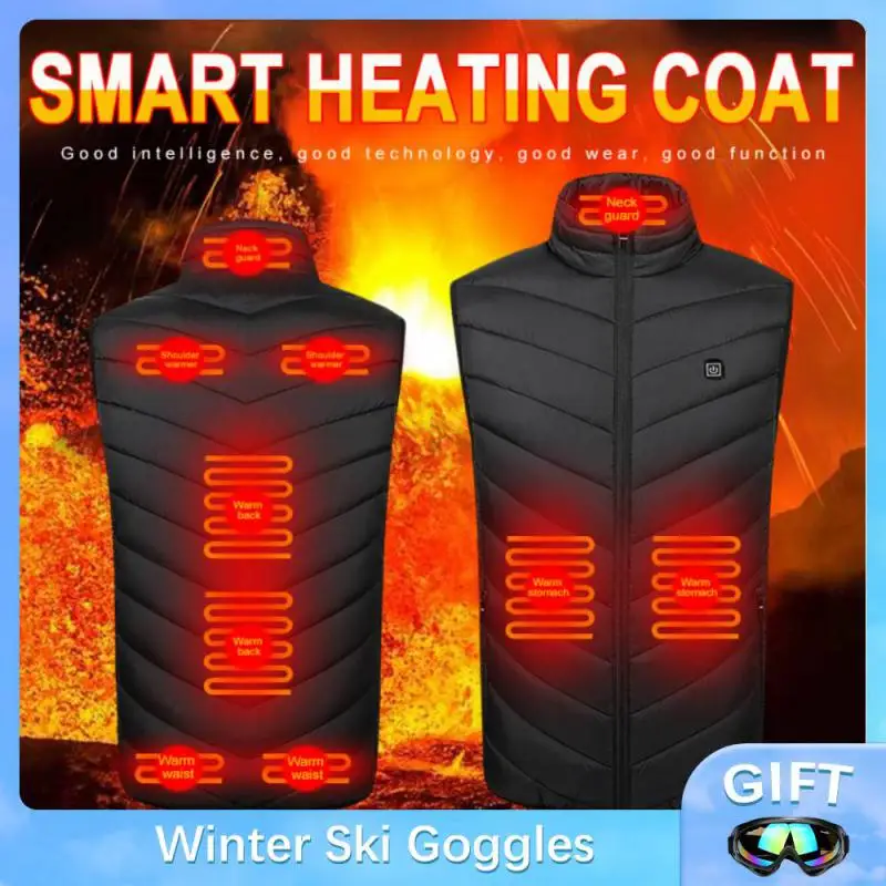 

2/9 Zones Heated Vest 3 Gear Temperature Adjustment USB Electric Heating Jacket Winter Thermal Clothing Hunting Vest Coat S-8XL