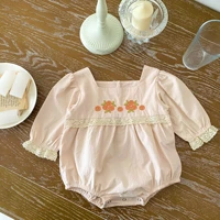 2022 autumn new baby girl long sleeve bodysuit sweet princess clothes fashion flower embroidery infant girl jumpsuit