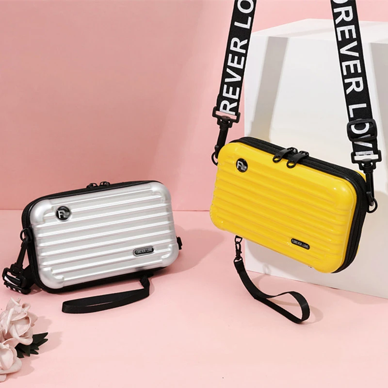 Women PVC Cosmetic Pouch Travel Suitcases Bag Shaped Wallet Handbag Makeup Storage Organizer Pouch Suitcase Shoulder Bag Clutch