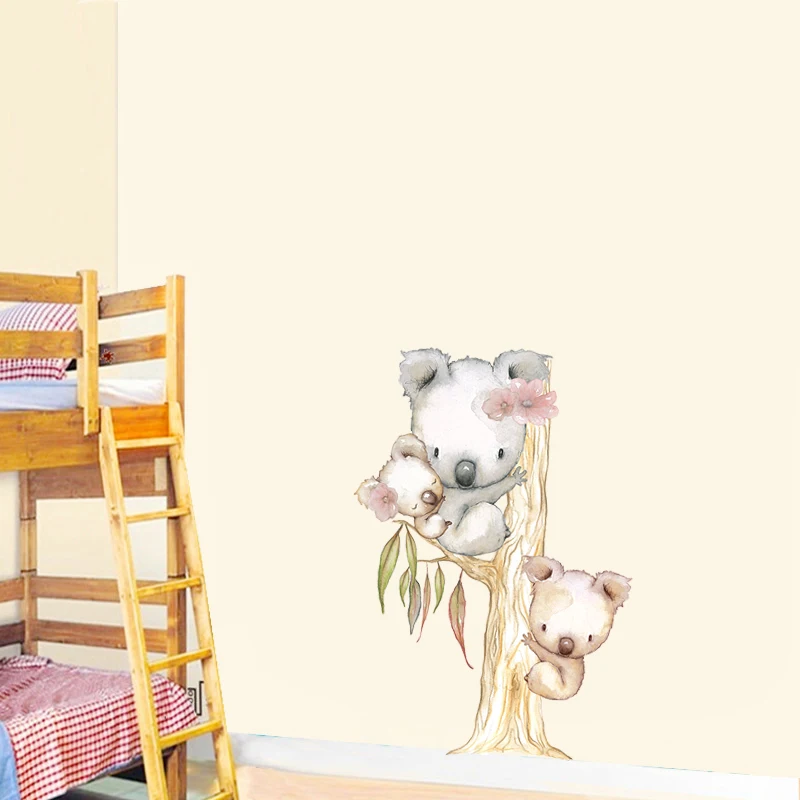 

Three Ratels QC359 hand Painted colorful Koala Cute animal wall stickers for kids home decoration accessories for living room