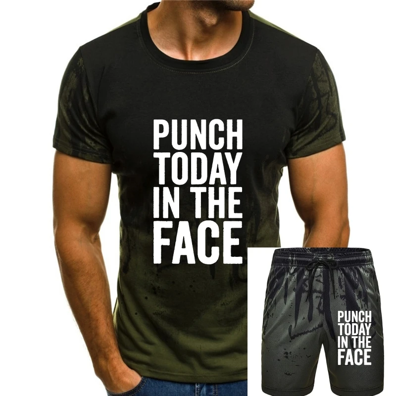 

Punch Today In The Face Muscle Boxing Funny Workout Tshirts Men Cotton Top T-Shirts For Men Fitness Tops Tees Retro Leisure