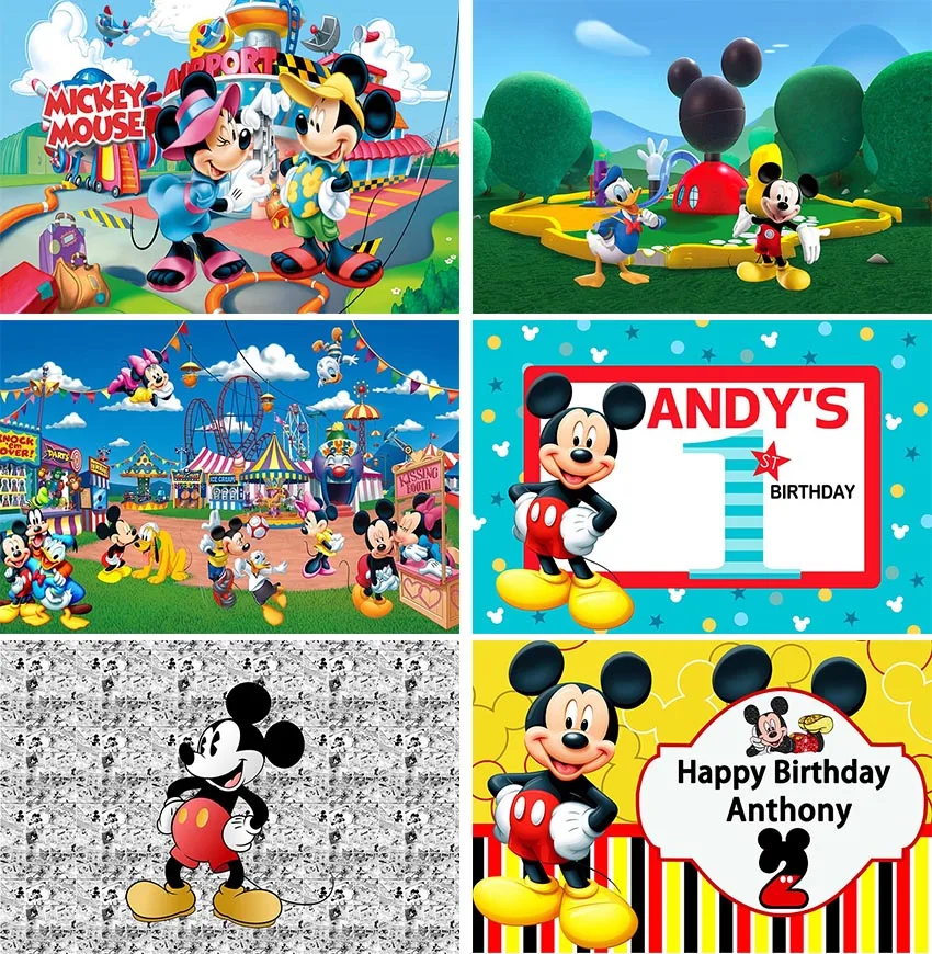 

Disney Mickey Mouse Great Clubhouse Hunt Theme Happy Birthday Backgrounds Decors Vinyl Cloth Party Backdrops Baby Shower Banner