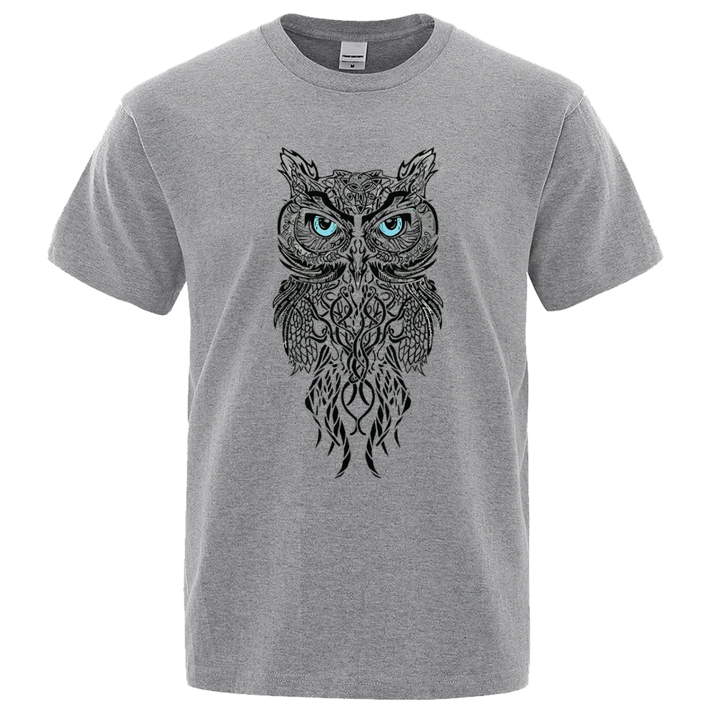 

New Men Tshirt Stylish Owl Pattern Printing Casual Short Sleeves Round Collar Brand men's Sport T-shirt Hip Hop Male Tops Tee