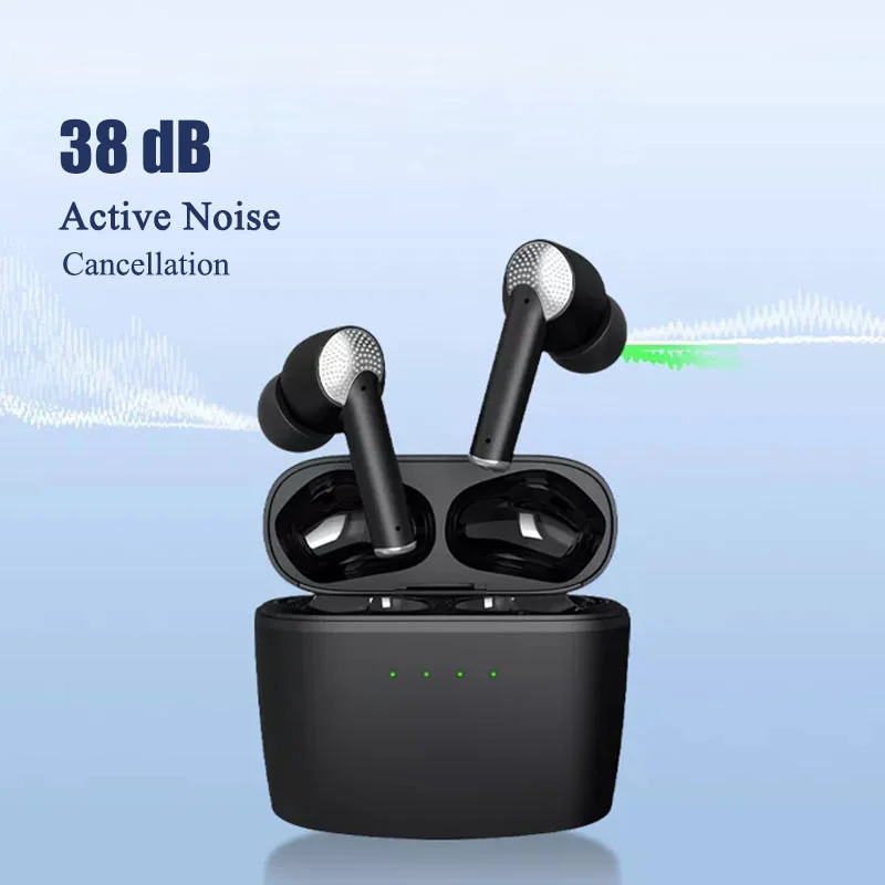 

J8 ANC TWS Bluetooth 5.2 Earphones Wireless Active Noise Cancelling Headphones Low Latency 4-mic ENC Earbuds With Mic Waterproof