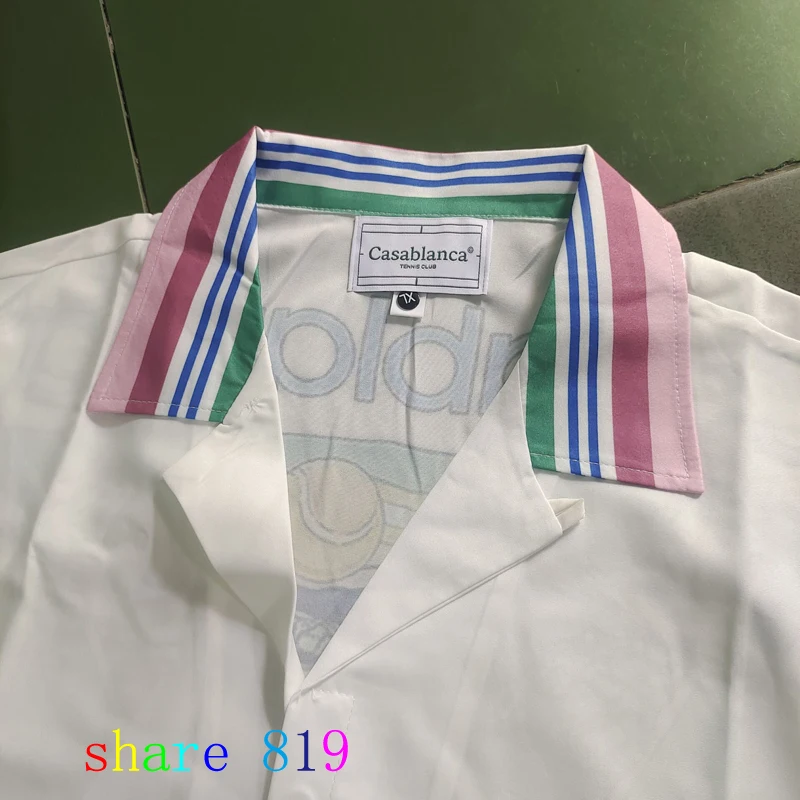 Colorful Stripe Mountain Stadium Print Casablanca Tennis Club Shorts Shirt Set Summer Men Women Hip Hop Hawaii Beach Suit