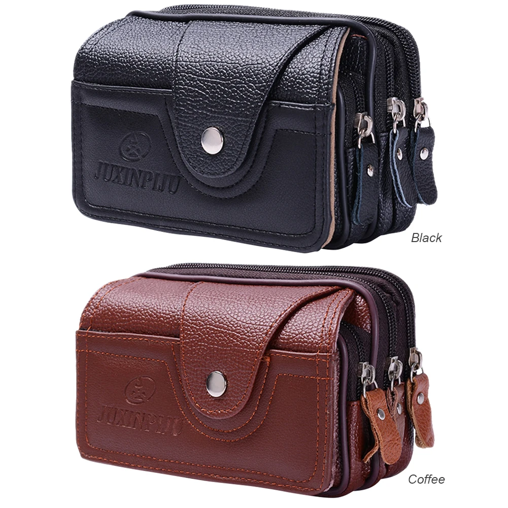 

Delicate Old Men Waist Phone Purse Classic Texture Creative Design PU Leather Business Solid Color Fanny Belt Pouch Case