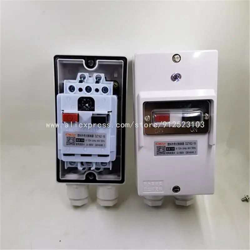 

Sakelar Pelindung Motor Tipe Tahan Hujan 10A 16A Pemutus Sirkuit Casing Cetak Tahan Air MCCB DZ162-16 (M611)