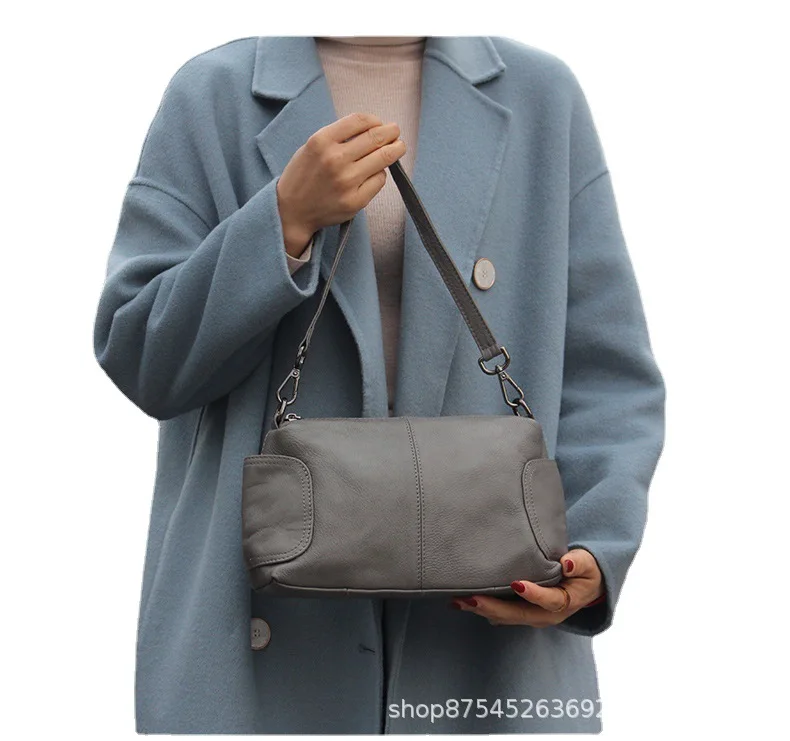 New 2023 European And American Fashion Simple Single Shoulder Diagonal Bag Leather Women's Bag Fashion Top Layer Leather Satchel