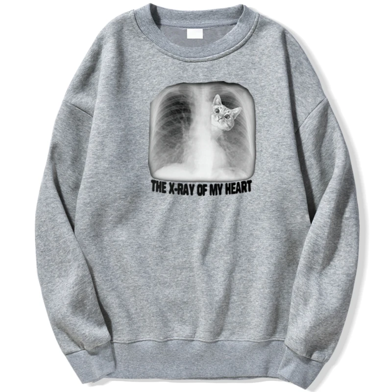 

The X-ray Of My Heart Cat Kitten Lover Gift Funny Cats Sweatshirts Men Hoodie Hoodies Sweatshirt Trapstar Crewneck Autumn Jumper