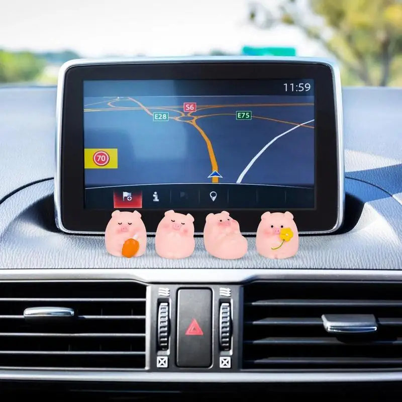 

Car Decorations For Dashboard Pig Toys Cartoon Doll Toy Bobble Head Toy Girl Cartoon Resin Pig Auto Interior Accessories Gifts