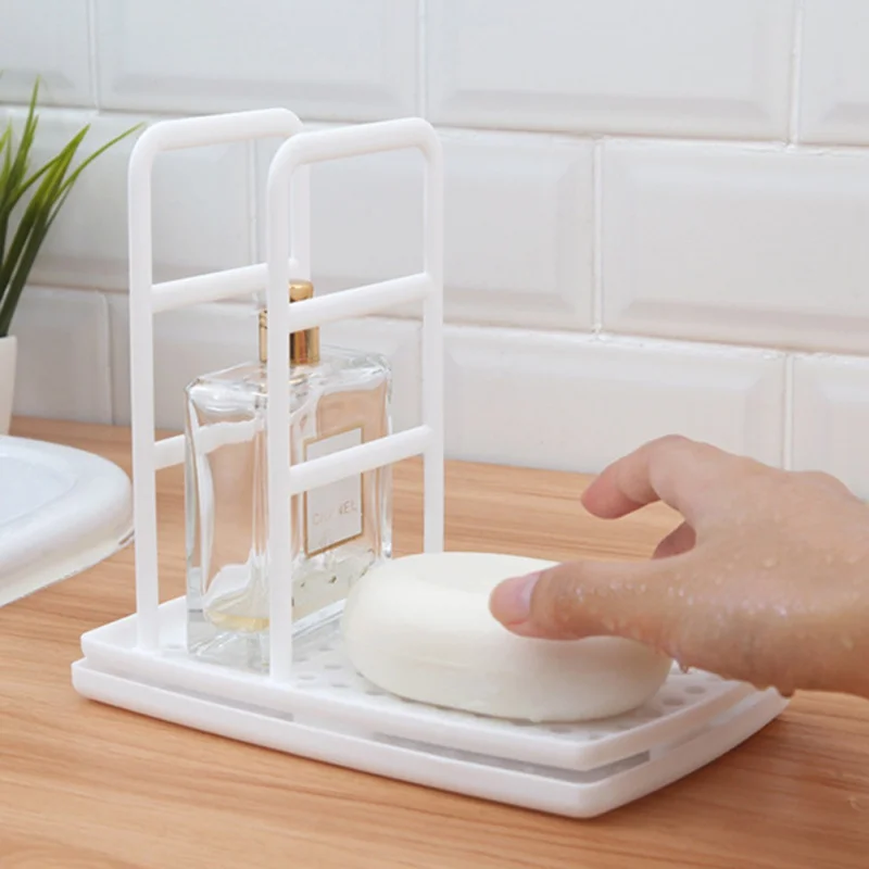 

PP Kitchen Multi-Function Storage Rack Desktop Rag Rack Dish Cloth Drain Free Punching Sponge Soap Shelf