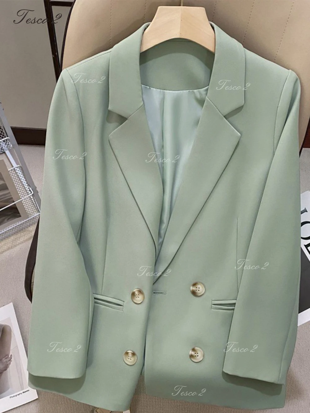 Formal Jacket Suit For Women Peak Lapel Double Breasted Cloose Fit Women's Suit Jacket For Spring Autumn Office Lady Wear