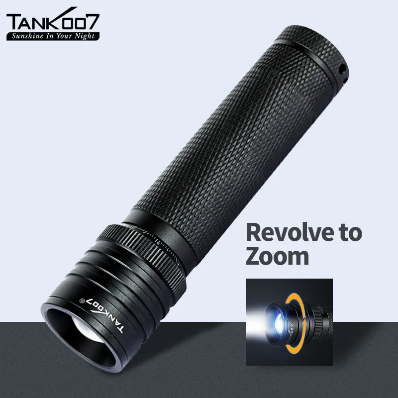 Перезаряжаемый фонарик Tank007 TK737, Регулируемый зум, 300 лм, расстояние луча 18650 м, батарея для кемпинга, велосипедов, повседневного использования