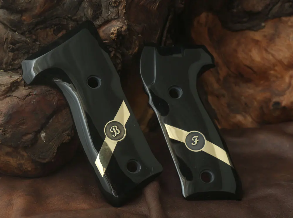 

Ksd Astra A90 Compatible Black Acrylic Grip for Replacement with Custom Letters on Brass