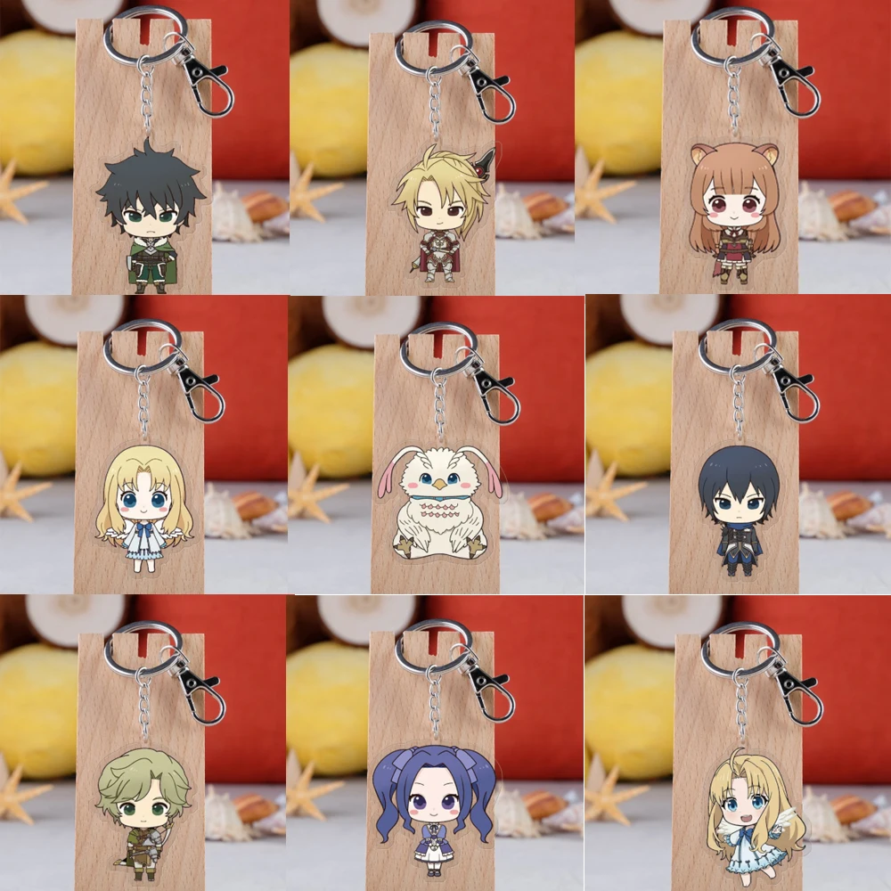 

20Pcs Anime The Rising Of The Shield Hero Acrylic Keychain Cartoon Figure Naofumi Iwatani Pendant Keyring For Women Bag Charm