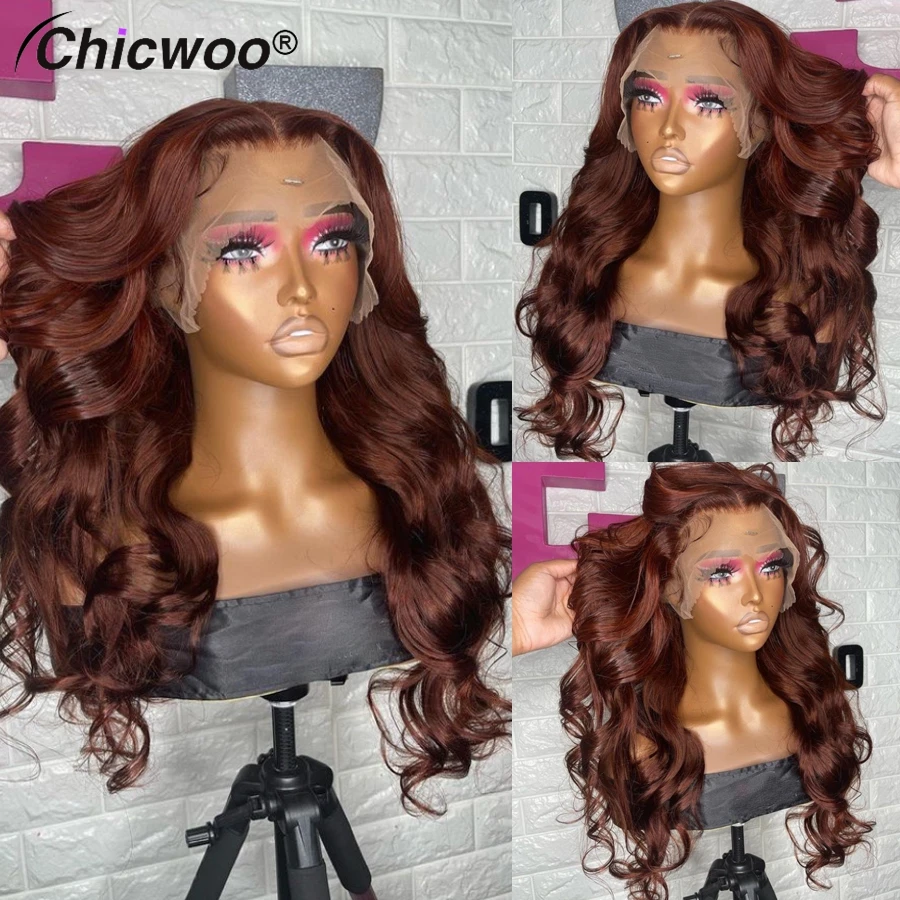 

CHICWOO Red Brown Loose Body Wave Wigs for Women Brazilian Human Hair 13x4 13x6 Transparent Lace Frontal Wig Natural Hairline