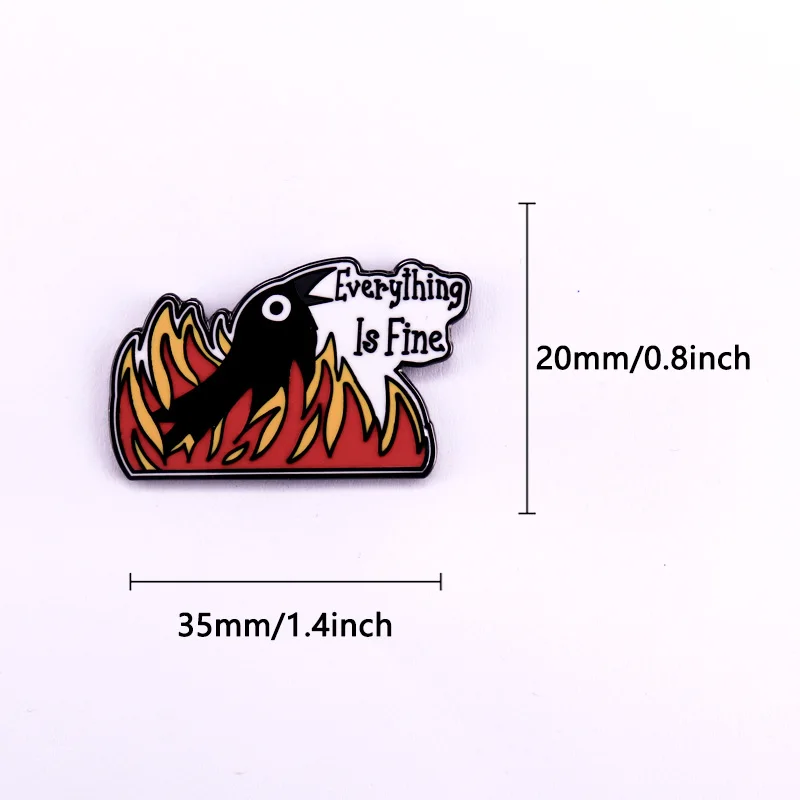 Брошь в виде ворона с эмалью