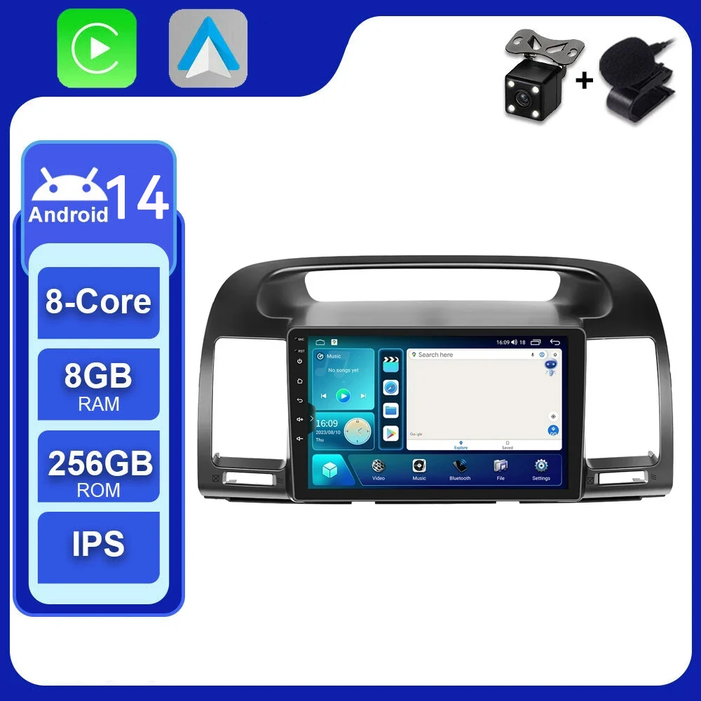Автомагнитола 2DIN для Toyota Camry 5 XV 30 2001-2005 2006 Android 14 0 мультимедийный видеоплеер GPS 4G