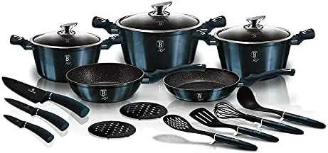 

Haus Cookware Set - Precision Fit Tempered Glass Lids, and Turbo Induction Based \u2013 include Knife Set, Kitchen Tools, Casser