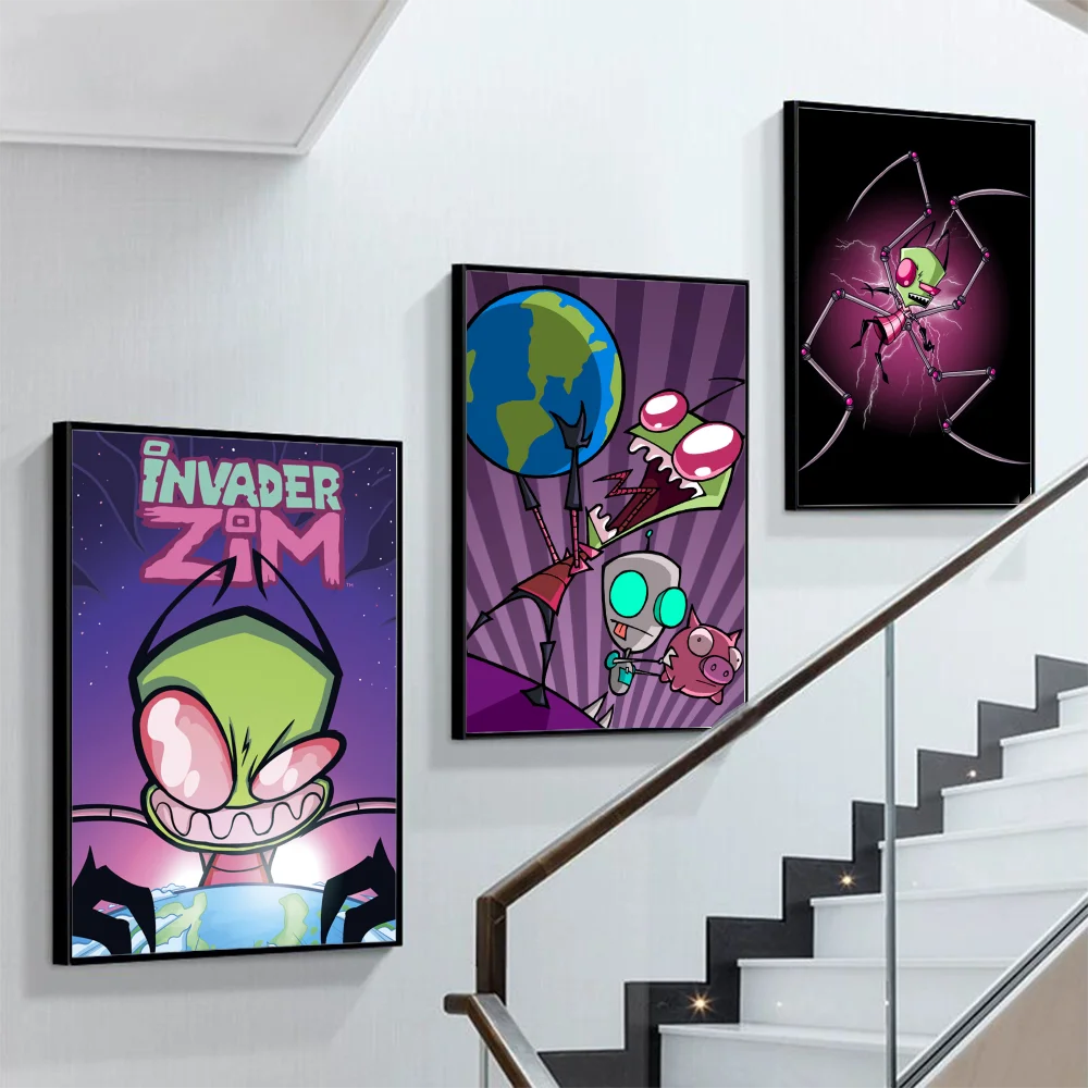 

Cartoon In-vader Zim Poster Self-adhesive Art Poster Retro Kraft Paper Sticker DIY Room Bar Cafe Vintage Decorative Painting