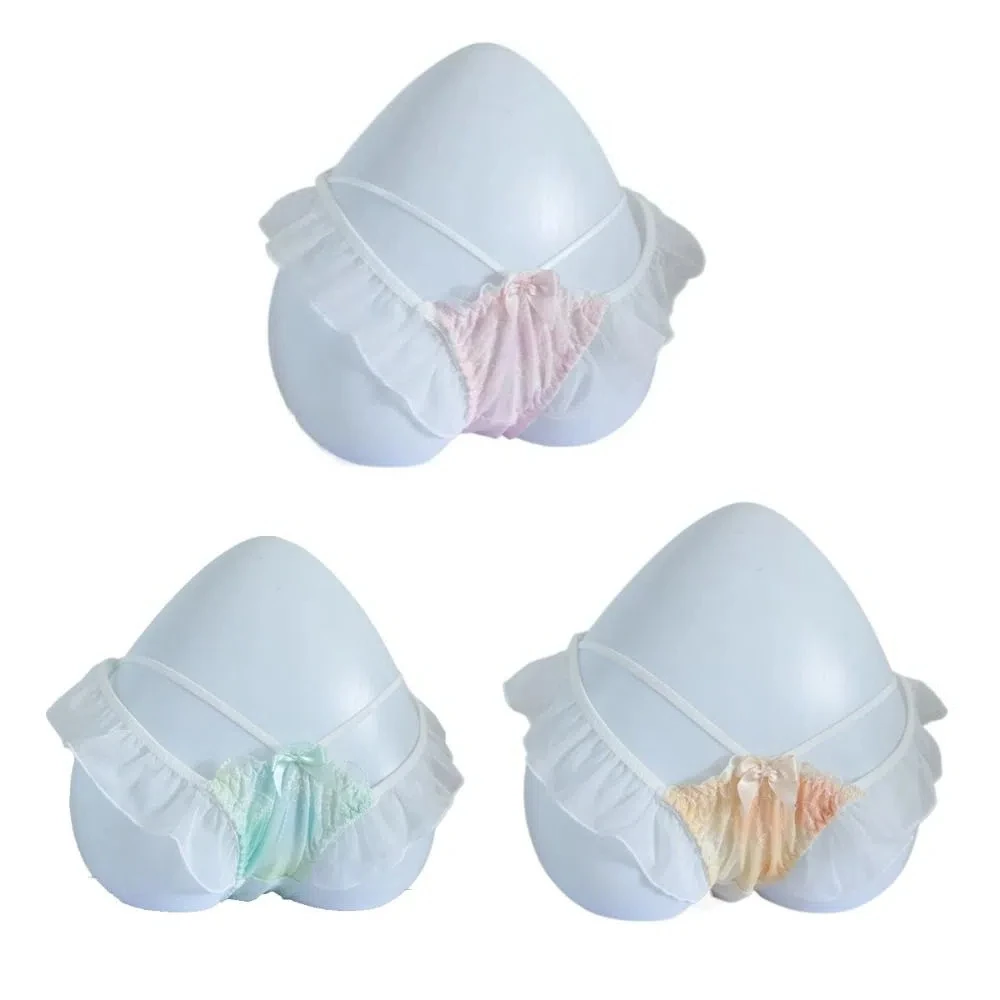 Цветочные сетчатые прозрачные брифы с оборками женское кружевное Сетчатое