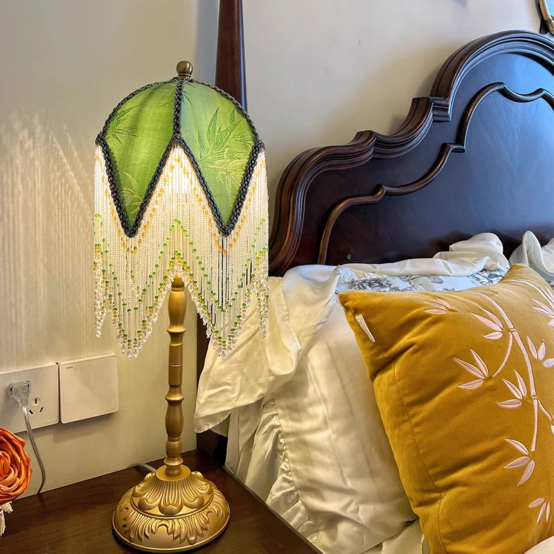 

Retro Bedroom National Atmosphere Lamps Living Room Study Bedroom Tassel Bedside Table Lamp