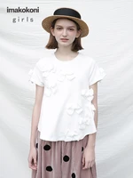 imakokoni white bow short sleeves original design sweet and thin wild shirt female summer 182305