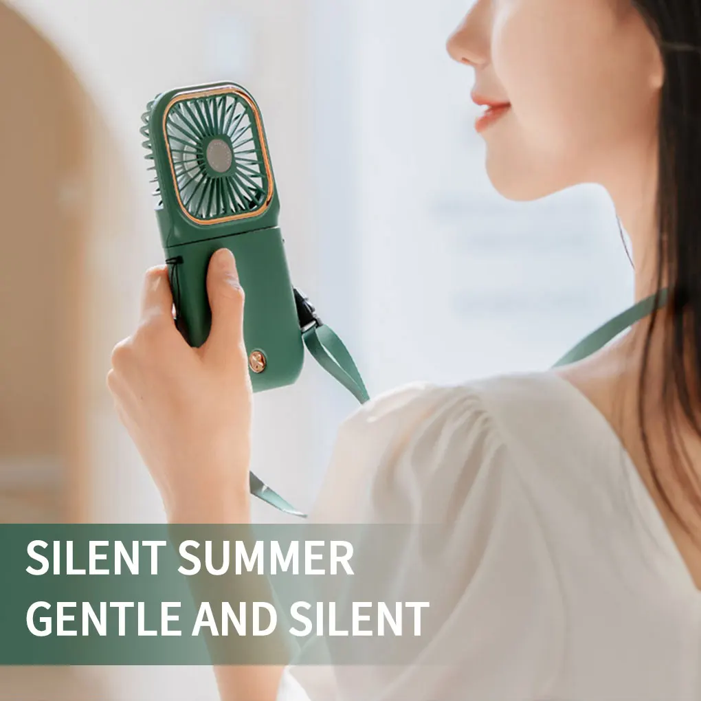 

Mini Cooling Fan Foldable Neck Hanging Fan USB Adjustable Rechargeable Air Cooler Phone Holder 3 Gears Summer Cooling Fan