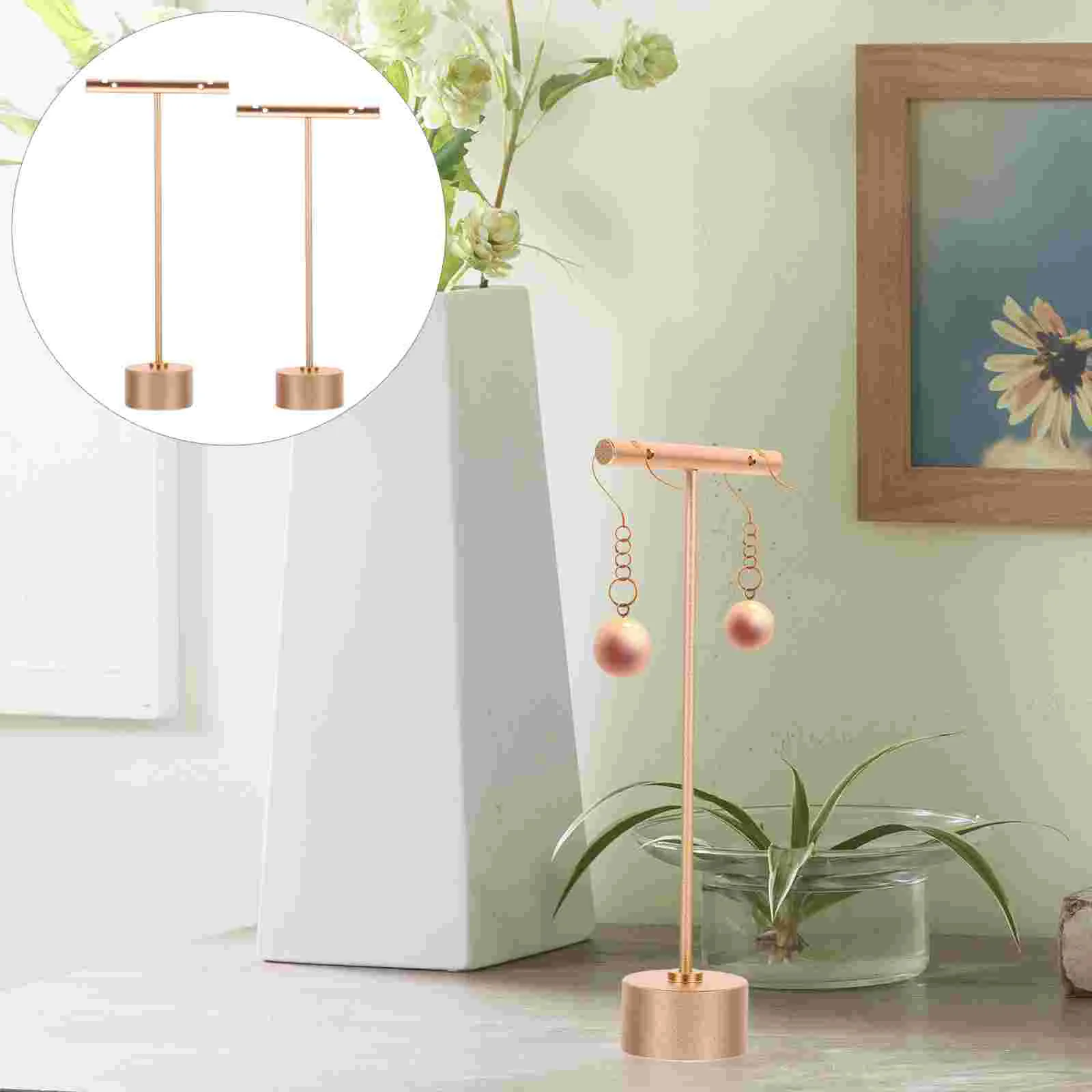 

2 Pcs Jewelry Rack Earring Display Holder Necklace Organizer Stand Storage Showing Aluminum Alloy Keychain Brackets