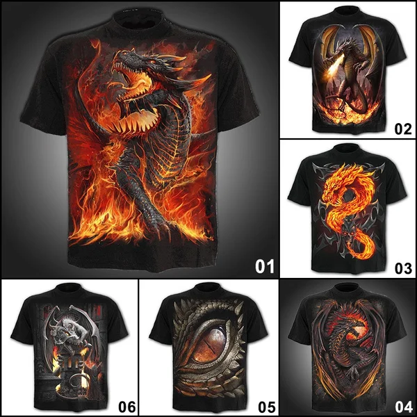 

Dragon Skull 3D Printed T-Shirts Mens Funny Graphic Shirt Casual Tops Short Sleeve Tees
