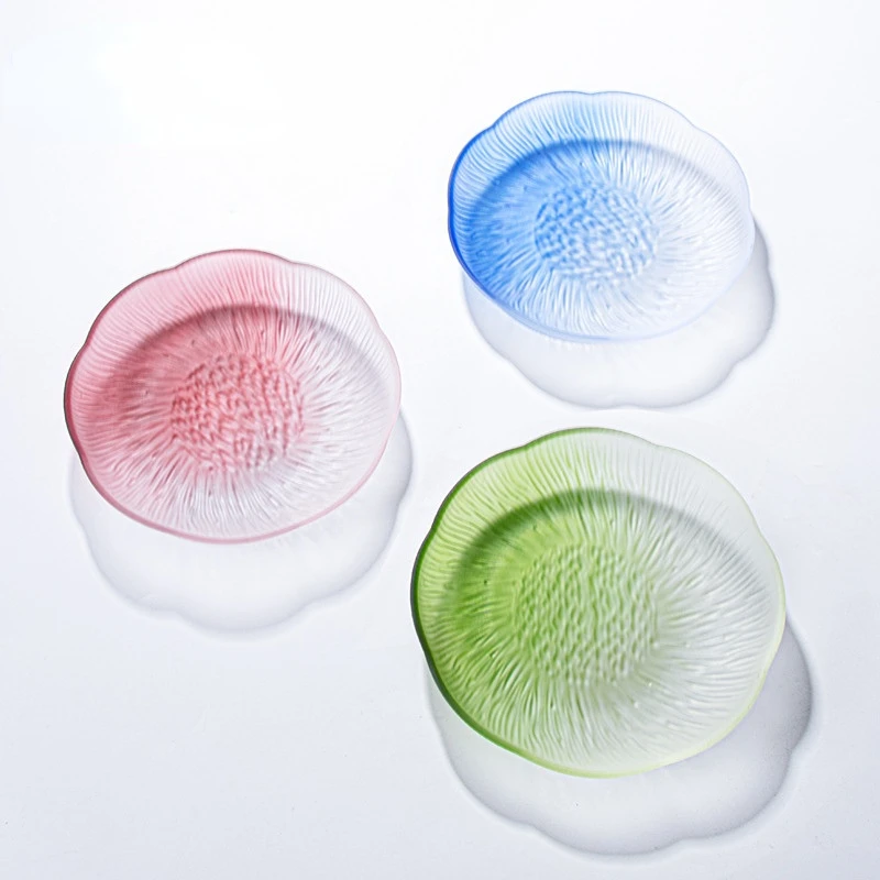 

Gradient Glass Fruit Plate Japanese Style Dinner Plate Home Tableware Premium Sense Cake Tray Dessert Plate