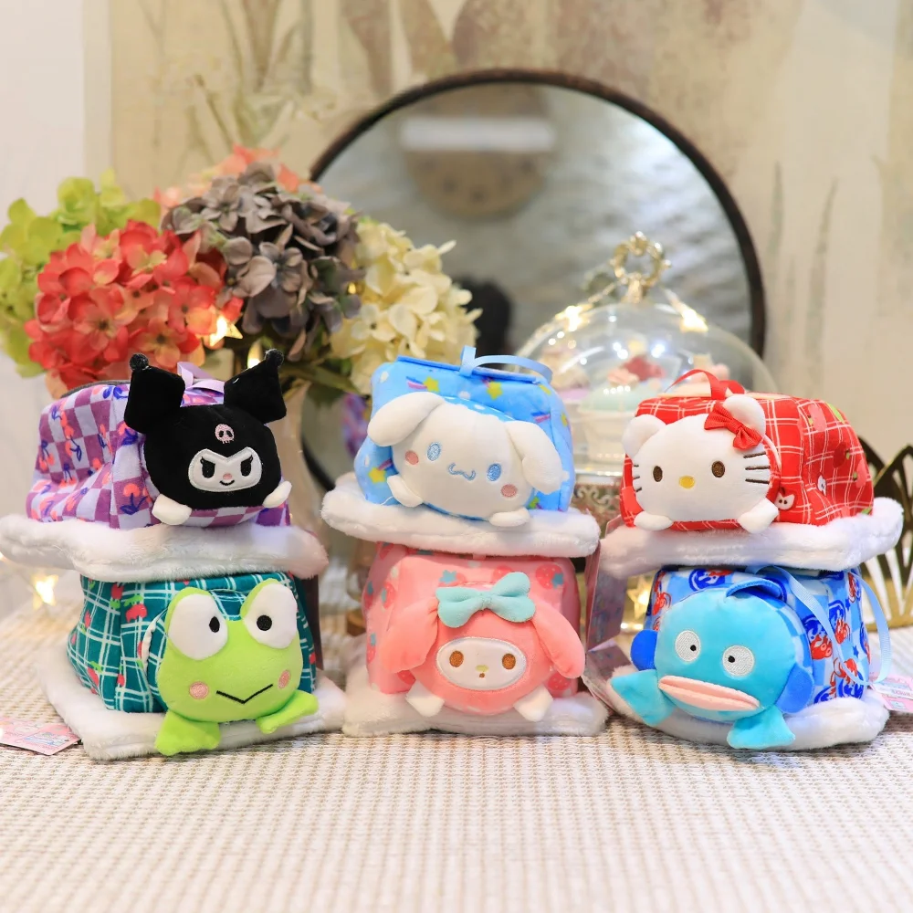 

6pcs/set Sanrio Cartoon Plush Dolls Toys 20CM Cinnamoroll Kuromi Melody Hello Kitty Kawaii Anime Figures Dolls Model Kids Gifts