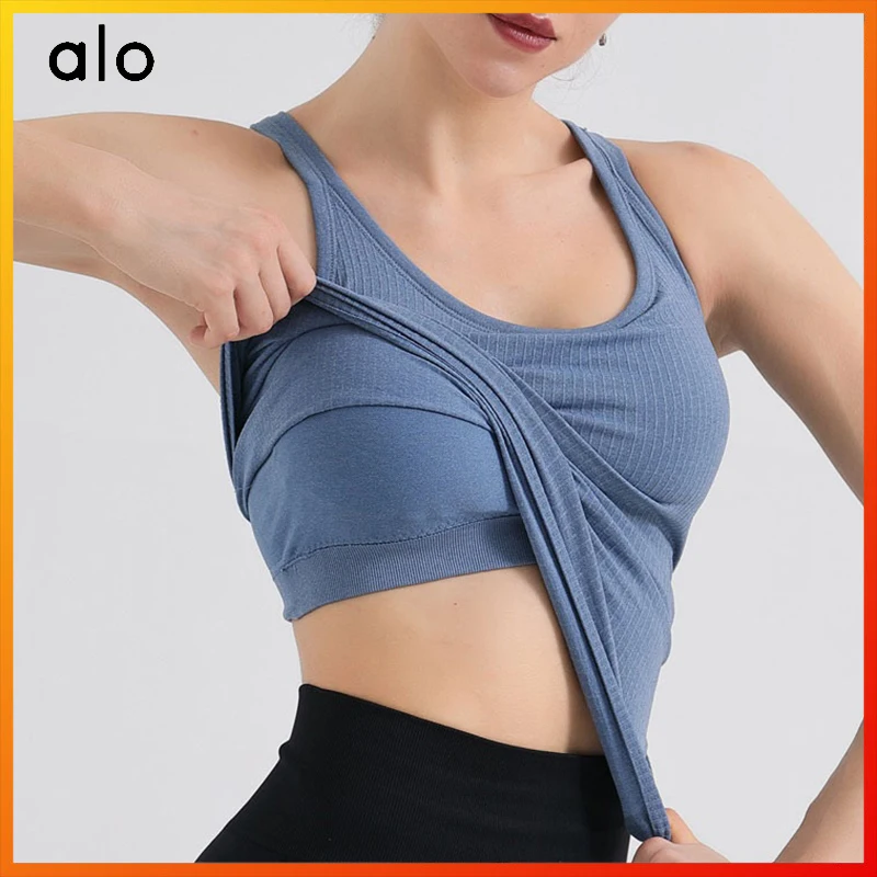 

Alo Yoga Summer Women's Five-color Vest Sports Leisure Fitness Riding Sleeveless Top Comes with Cup Sexy Shaping MK-004